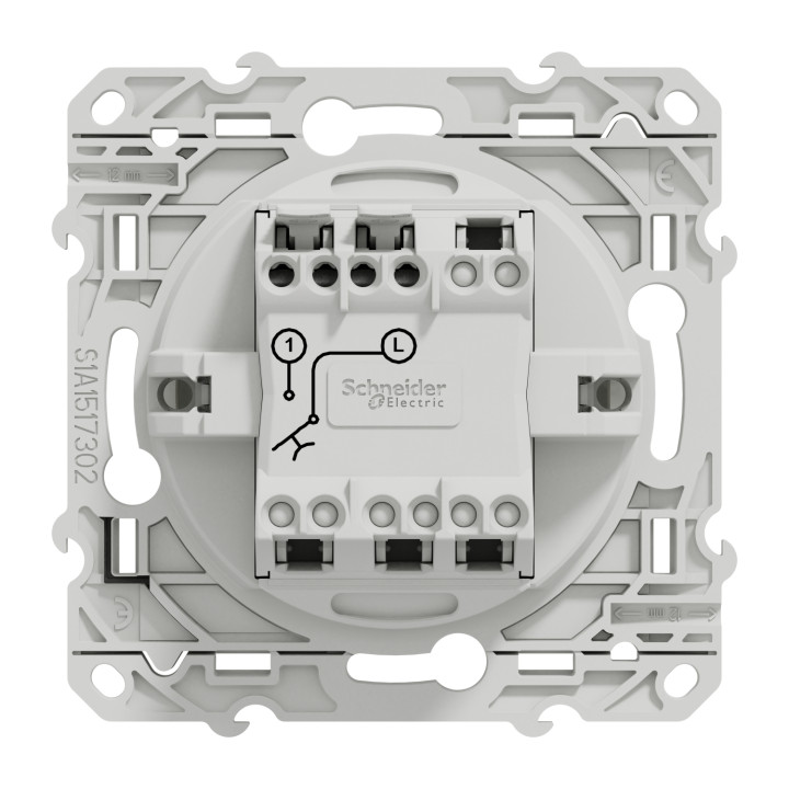 Schneider - Odace - Bouton poussoir - Blanc - 10A - 250V - Bornes auto - Réf : S520206