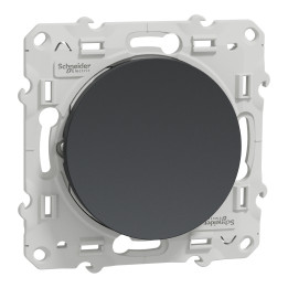 Schneider - Odace - Bouton poussoir - Anthracite - 10A - 250V - Bornes auto - Réf : S540206