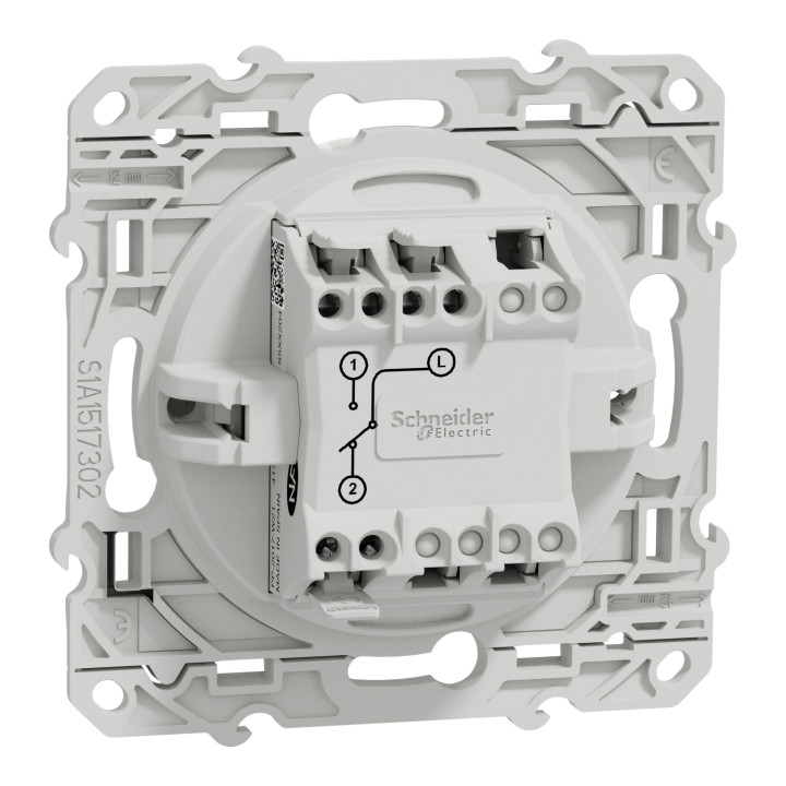 Schneider - Odace - Interrupteur va et vient - Blanc - 10A - 250V - Bornes auto - Réf : S520204