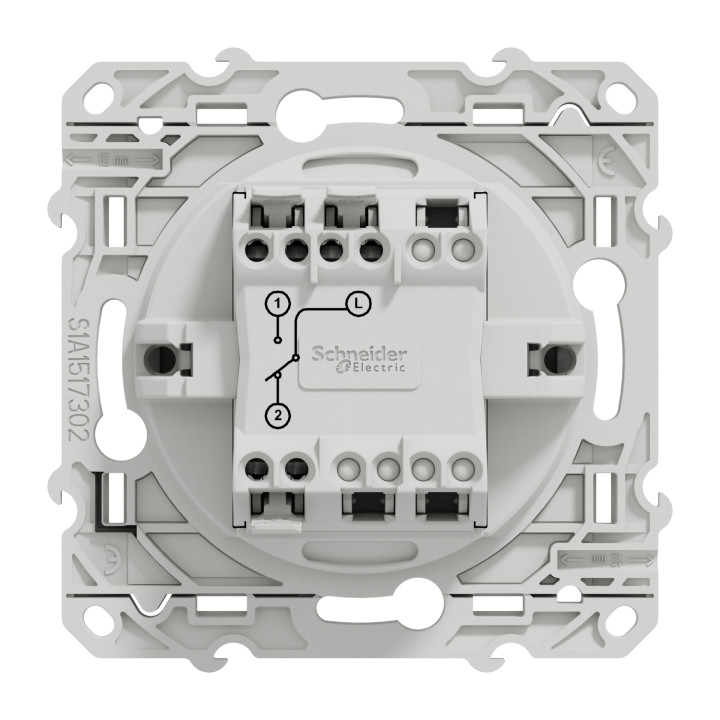 Schneider - Odace - Interrupteur va et vient - Aluminium - 10A - 250V - Bornes auto - Réf : S530204