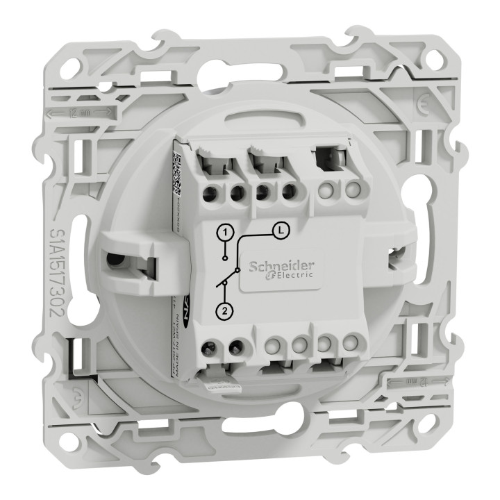 Schneider - Odace - Interrupteur va et vient - Aluminium - 10A - 250V - Bornes auto - Réf : S530204