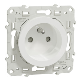 Schneider - Prise de courant Odace - Blanc - 2P+T - 16A - 250V - Bornes auto - Réf : S520059