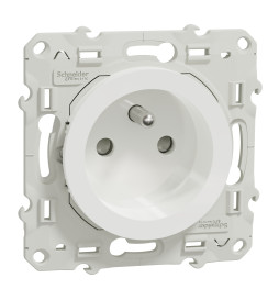 Schneider - Prise de courant Odace - Blanc - 2P+T - 16A - 250V - Bornes auto - Réf : S520059