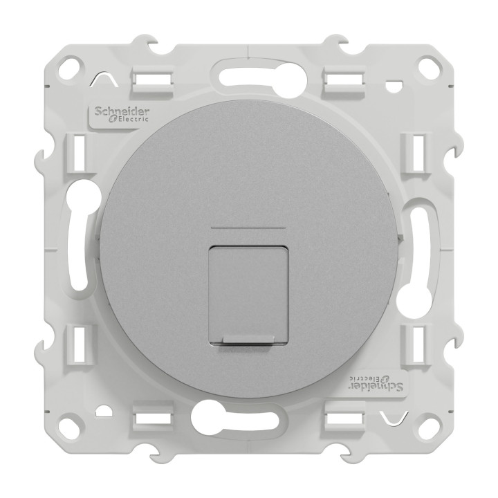 Schneider - Prise RJ45 Grade 3 Odace - Alu - Catégorie 6 STP - Multimédia - IDC - Réf : S530476