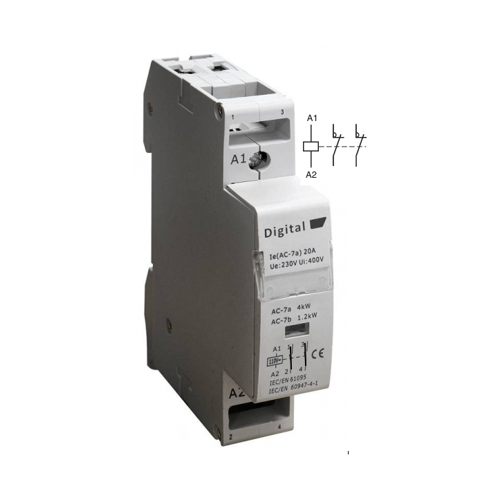 Digital Electric - Contacteur 2x20A 220Vac NC - 04513