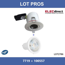 Miidex - Kit spot encastré BBC Orientable blanc 7W - 3000K - NON dimmable - Réf : 7719 + 100557