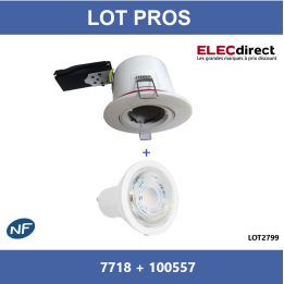 Miidex - Kit spot encastré BBC Fixe blanc 7W - 3000K - NON dimmable - Réf : 7718 + 100557