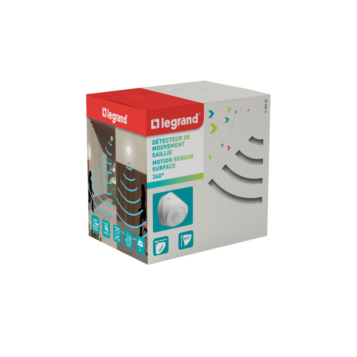 Legrand - Détecteur de mouvement PIR 360° portée 8m IP55 - Mural/plafond - Blanc - saillie - 048946