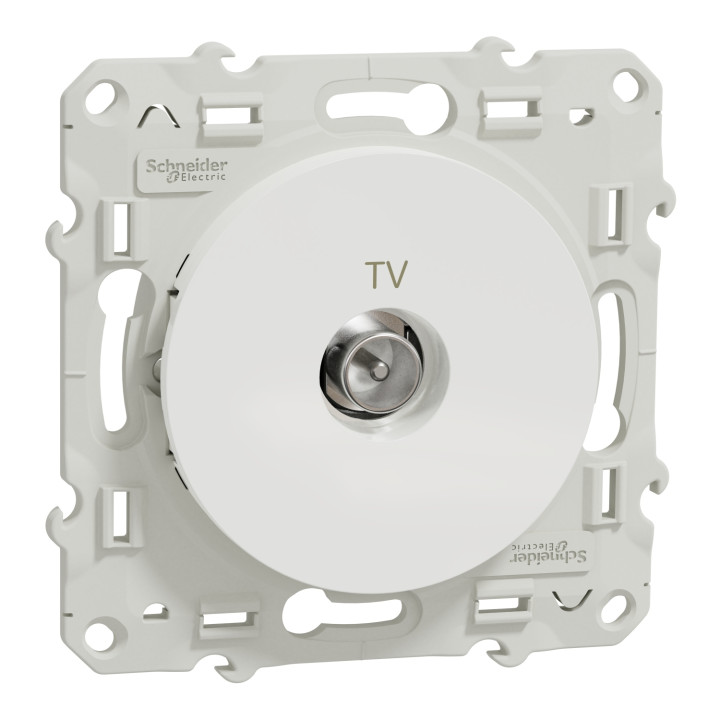 Schneider - Odace - Prise TV simple - Antenne - À vis - Blanc - Réf : S520445