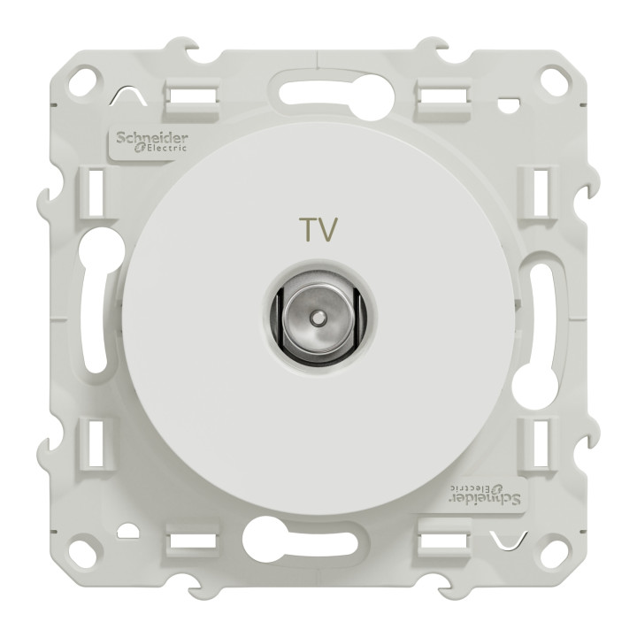 Schneider - Odace - Prise TV simple - Antenne - À vis - Blanc - Réf : S520445