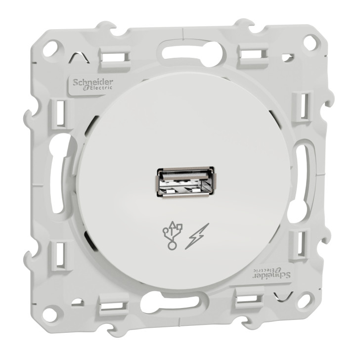 Schneider - Odace - Prise USB - 5V - BLANC - Réf : S520408