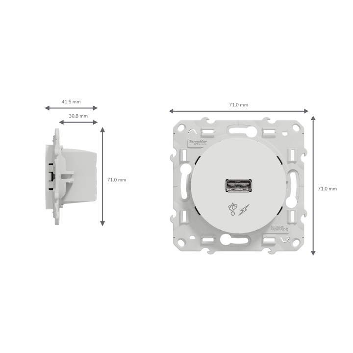 Schneider - Odace - Prise USB - 5V - BLANC - Réf : S520408