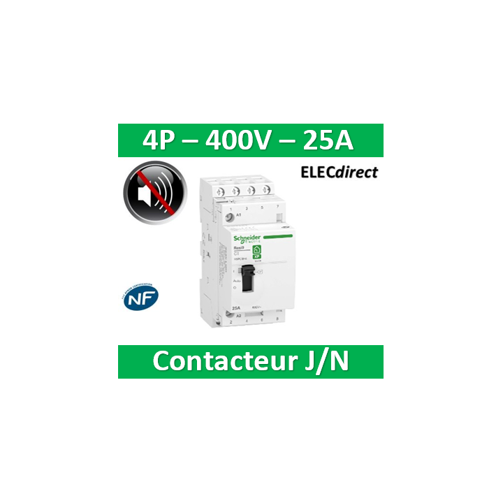 Schneider -  contacteur heures creuses - 4NO 25A - commande manuelle - R9PCTH4
