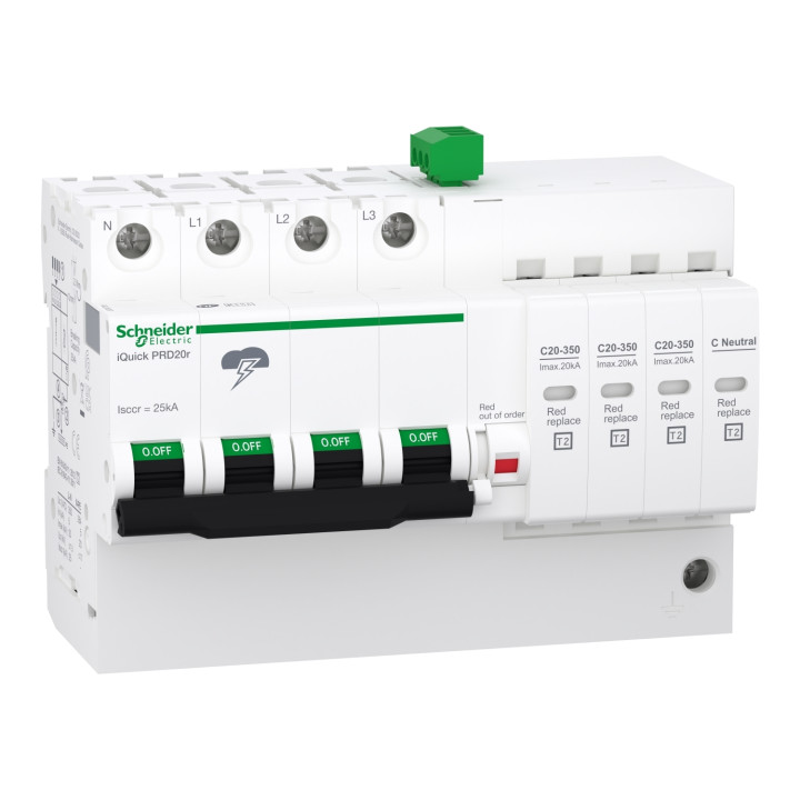 Schneider - Acti9, iQuick PRD20r parafoudre 3P+N avec report signalisation - 20KA -  Réf : A9L16297