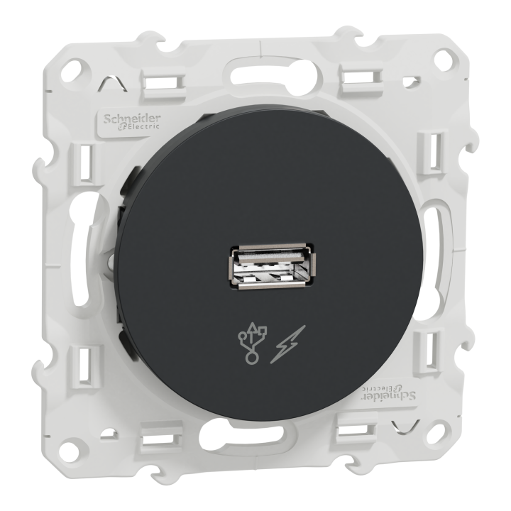 Schneider - Odace - Prise USB - 5V - ANTHRACITE - Réf : S540408