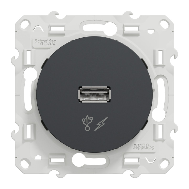 Schneider - Odace - Prise USB - 5V - ANTHRACITE - Réf : S540408