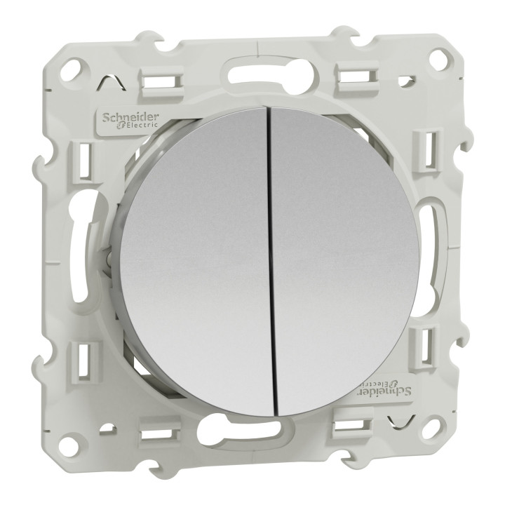 Schneider - Odace - Va-et-vient + poussoir - ALUMINIUM - 10A - 250V - Réf : S530285