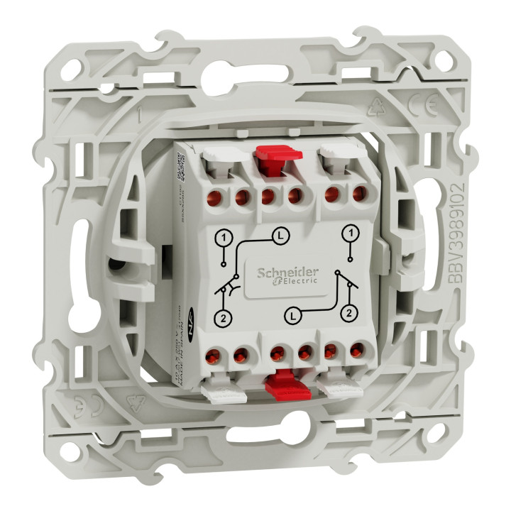 Schneider - Odace - Va-et-vient + poussoir - ALUMINIUM - 10A - 250V - Réf : S530285