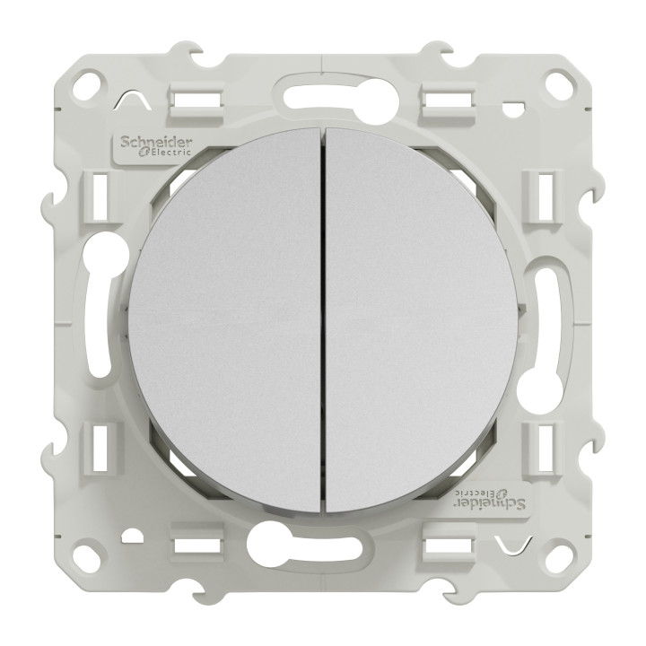 Schneider - Odace - Va-et-vient + poussoir - ALUMINIUM - 10A - 250V - Réf : S530285