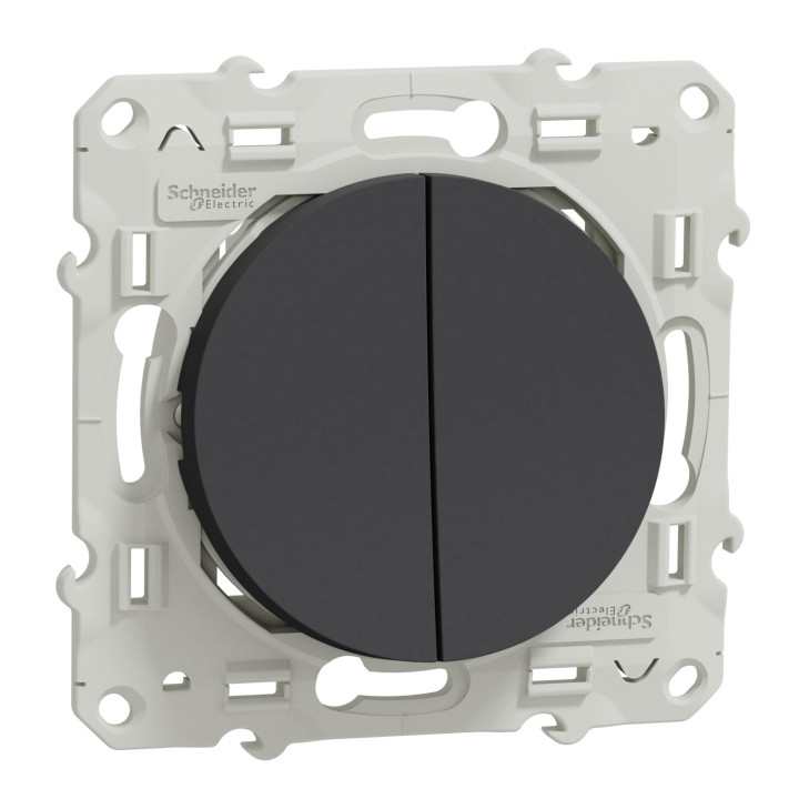 Schneider - Odace - Va-et-vient + poussoir - ANTHRACITE - 10A - 250V - Réf : S540285