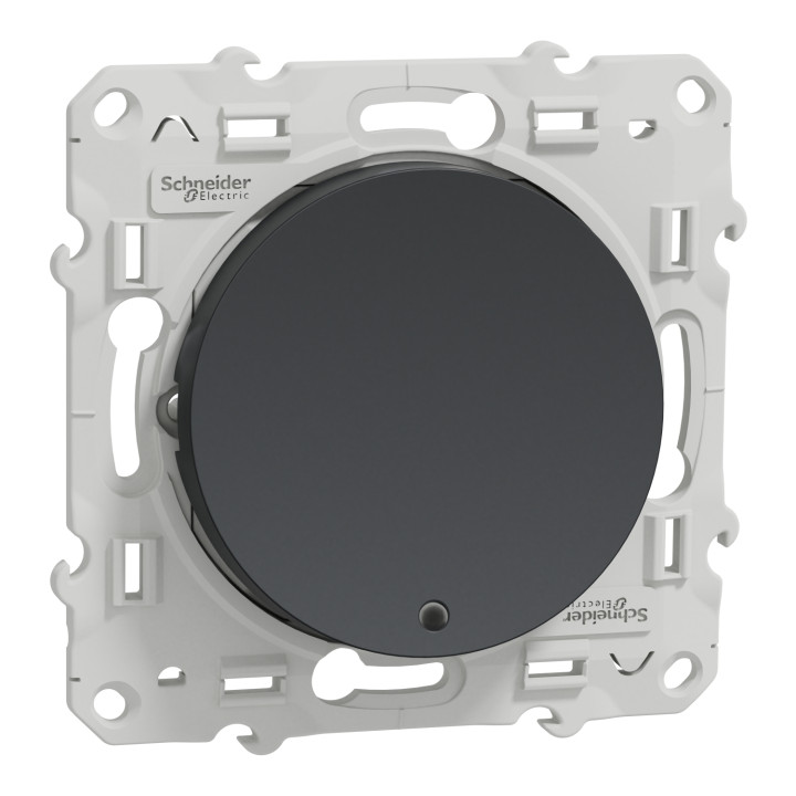 Schneider - Odace - Bouton poussoir - anthracite - lumineux LED bleu - 10A - 250V - Réf : S540276