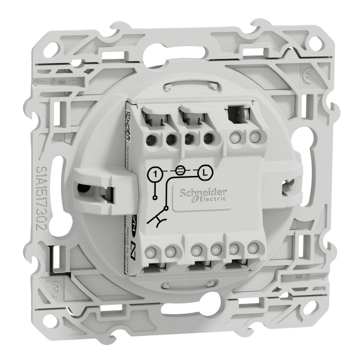 Schneider - Odace - Bouton poussoir - anthracite - lumineux LED bleu - 10A - 250V - Réf : S540276