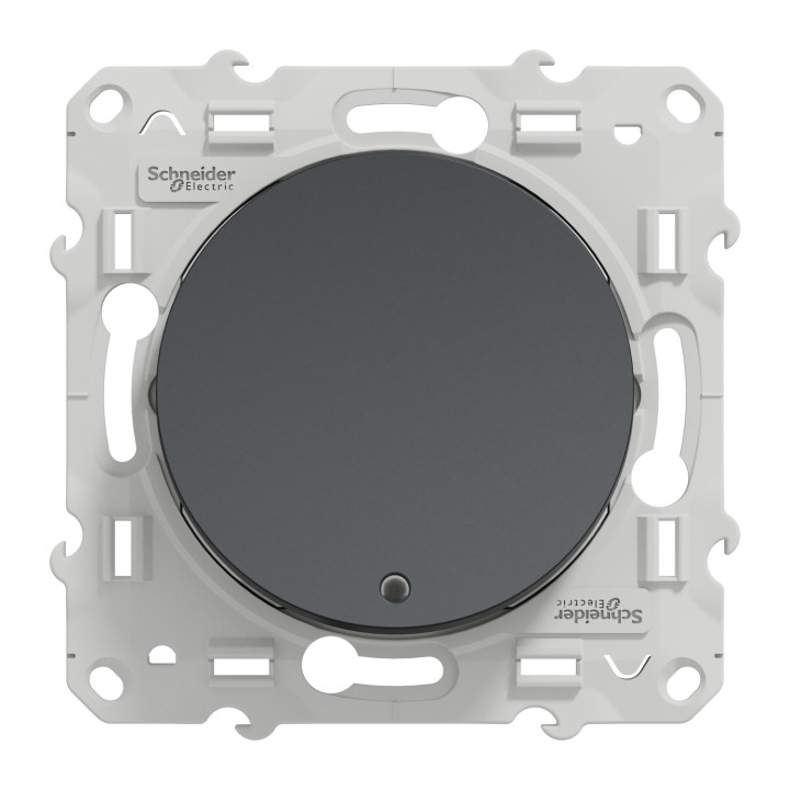 Schneider - Odace - Bouton poussoir - anthracite - lumineux LED bleu - 10A - 250V - Réf : S540276