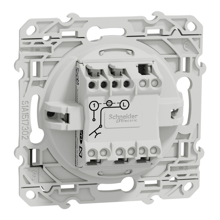 Schneider - Odace - Bouton poussoir - aluminium - lumineux LED bleu - 10A - 250V - Réf : S530276