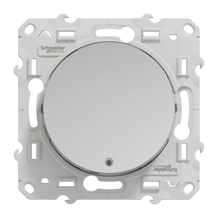 Schneider - Odace - Bouton poussoir - aluminium - lumineux LED bleu - 10A - 250V - Réf : S530276
