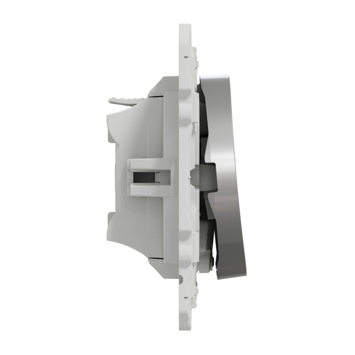 Schneider - Odace - Bouton poussoir - aluminium - lumineux LED bleu - 10A - 250V - Réf : S530276