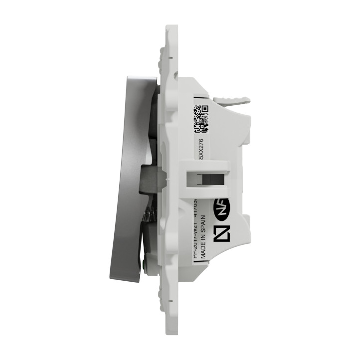 Schneider - Odace - Bouton poussoir - aluminium - lumineux LED bleu - 10A - 250V - Réf : S530276