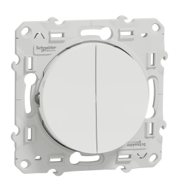 Schneider - Odace - Double Poussoir - blanc - 10A - 250V - Réf : S520216