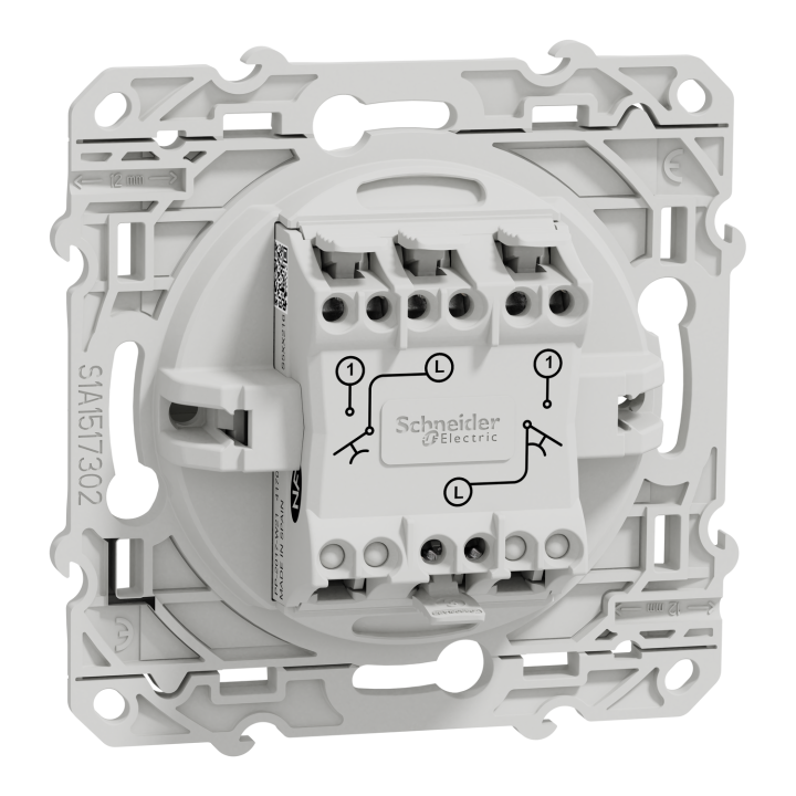 Schneider - Odace - Double Poussoir - blanc - 10A - 250V - Réf : S520216