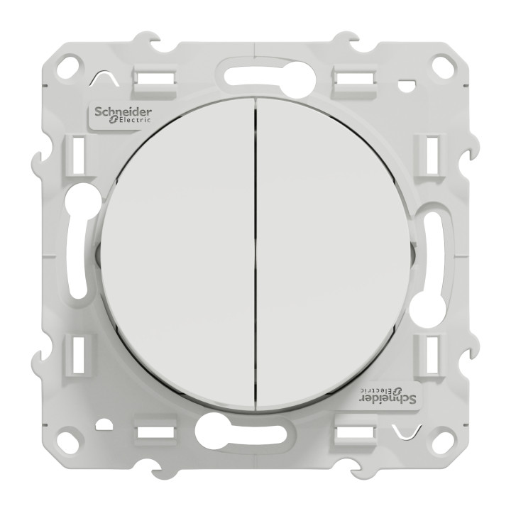 Schneider - Odace - Double Poussoir - blanc - 10A - 250V - Réf : S520216