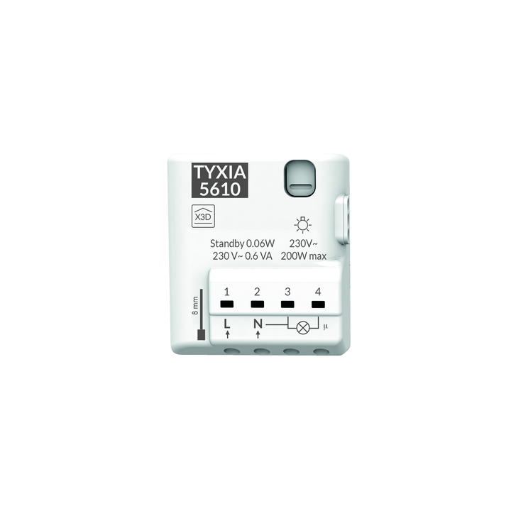 Delta Dore - Récepteur pour éclairage ou interrupteur connecté - Équipement sans fil - 1 voie - Marche/arrêt - Réf : TYXIA 5610