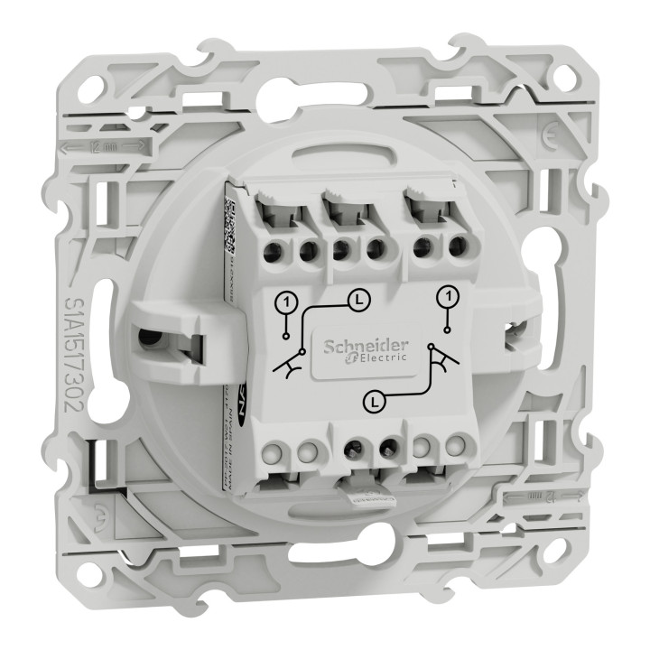 Schneider - Odace - Double Poussoir - aluminium - 10A - 250V - Réf : S530216