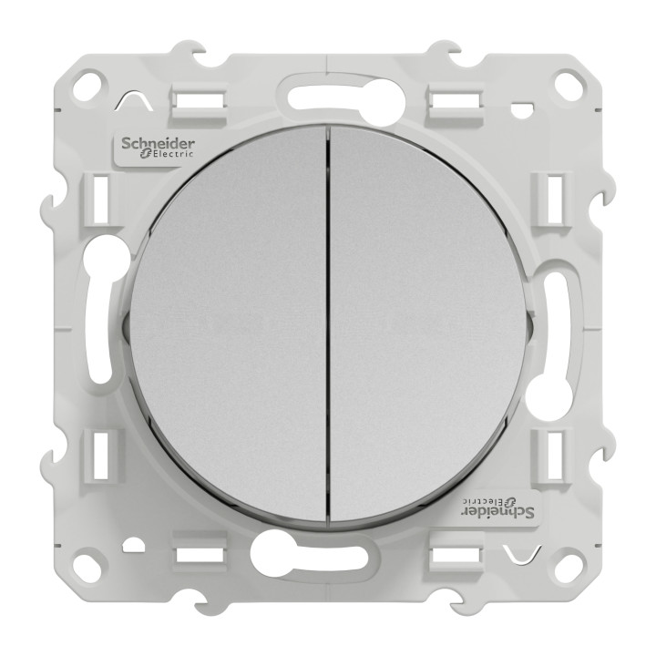 Schneider - Odace - Double Poussoir - aluminium - 10A - 250V - Réf : S530216