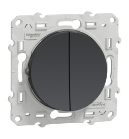 Schneider - Odace - Double Poussoir - anthracite - 10A - 250V - Réf : S540216