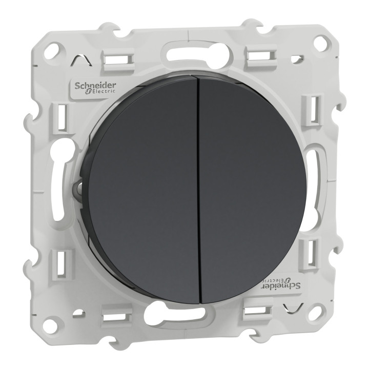 Schneider - Odace - Double Poussoir - anthracite - 10A - 250V - Réf : S540216