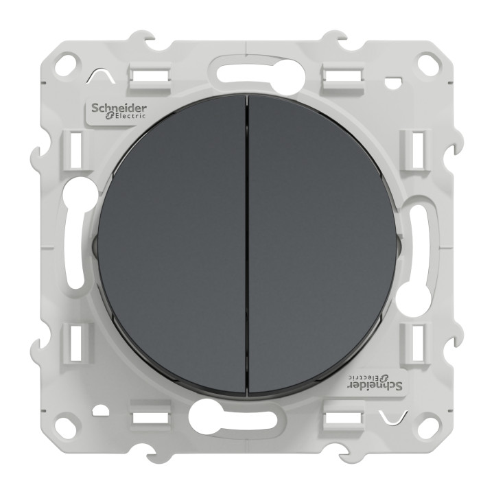 Schneider - Odace - Double Poussoir - anthracite - 10A - 250V - Réf : S540216