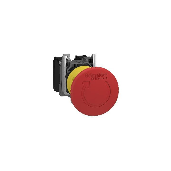 Schneider - Harmony arrêt d'urgence rouge Ø22 tête Ø 40 tourner pourdéverrouiller 1O+1F - Réf : XB5AS8445