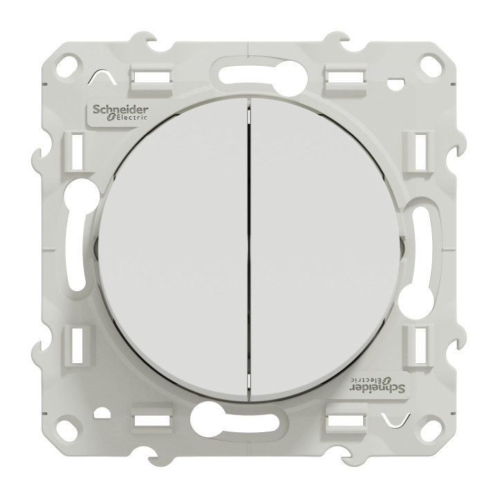 Schneider - Odace - Interrupteur double va et vient - Blanc - 10A - 250V - Bornes auto - Réf : S520214