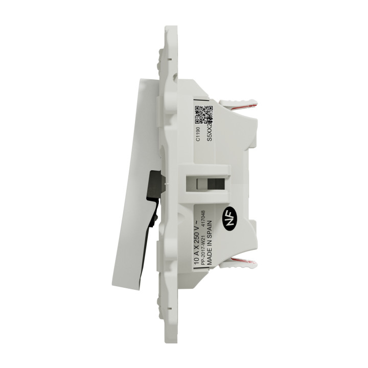 Schneider - Odace - Interrupteur double va et vient - Blanc - 10A - 250V - Bornes auto - Réf : S520214