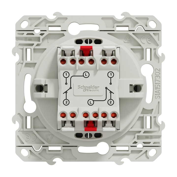 Schneider - Interrupteur double va et vient Odace - Alu - 10A - 250V - Bornes auto - Réf : S530214