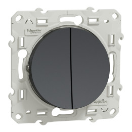 Schneider - Interrupteur double va et vient Odace - Anthracite - 10A - 250V - Bornes auto - Réf : S540214