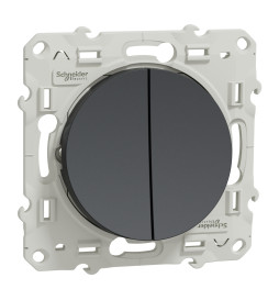 Schneider - Odace - Interrupteur double va et vient - Anthracite - 10A - 250V - Bornes auto - Réf : S540214