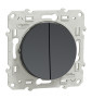 Schneider - Odace - Interrupteur double va et vient - Anthracite - 10A - 250V - Bornes auto - Réf : S540214