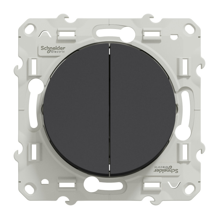 Schneider - Odace - Interrupteur double va et vient - Anthracite - 10A - 250V - Bornes auto - Réf : S540214