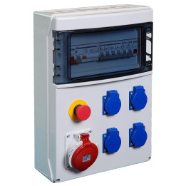 Digital - Coffret de chantier tétra IP44 - 4 prises 2P+T - 1 prises 3P+N+T 32A - arrêt d'urgence - Réf : 31324