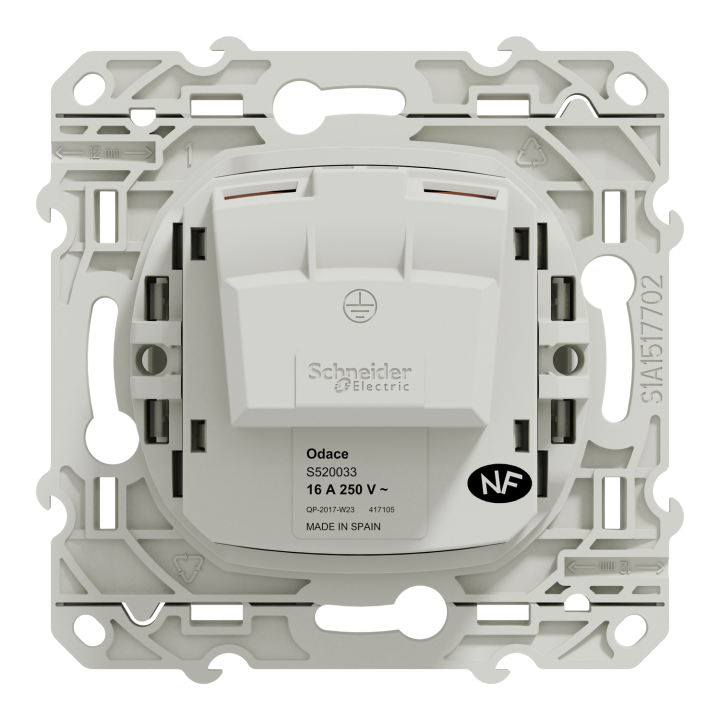 Schneider - Odace - Prise de courant  - connexion à VIS - Blanc - 2P - 16A - 250V - Réf : S520033